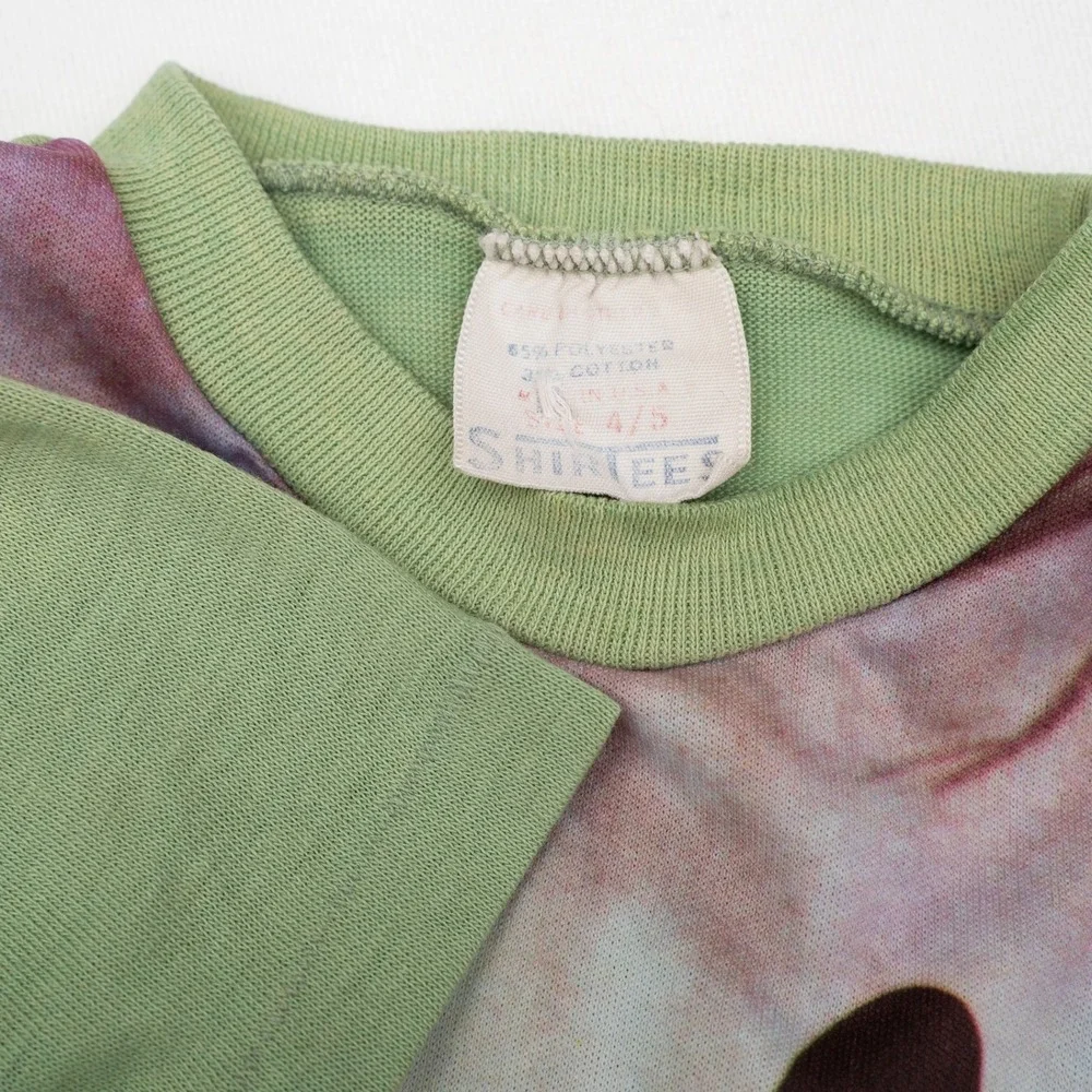 Vintage 60s 70s Shirtees Photo Knit Mickey Mouse & Pluto Green Baby T Size 4/5